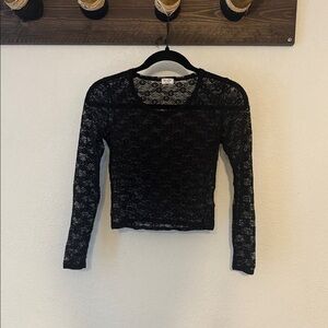 Brandy Melville Black Lace Long Sleeve Blouse
